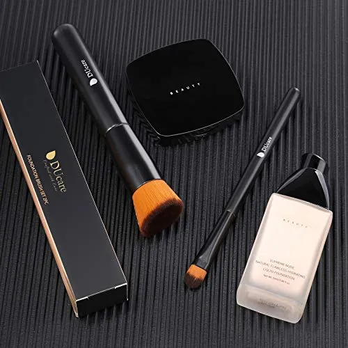 DUcare Foundation Brush and Concealer Brush 2Pcs Flat Top Kabuki Brush for Face Synthetic Liquid Blending Mineral Powder Makeup Tools