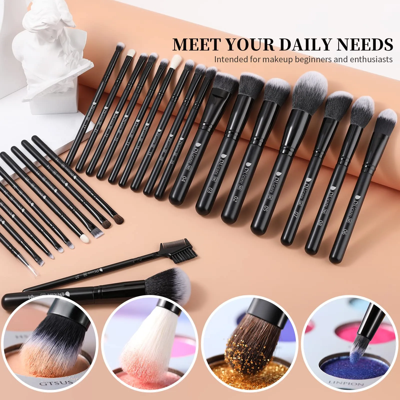 DUcare Makeup Brushes 27PCS  Makeup Brush Cleaner Set