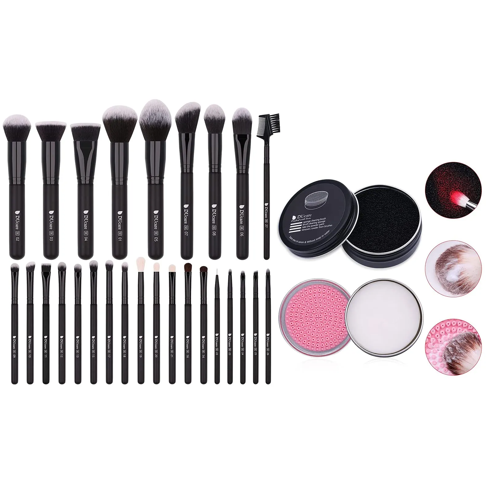 DUcare Makeup Brushes 27PCS  Makeup Brush Cleaner Set