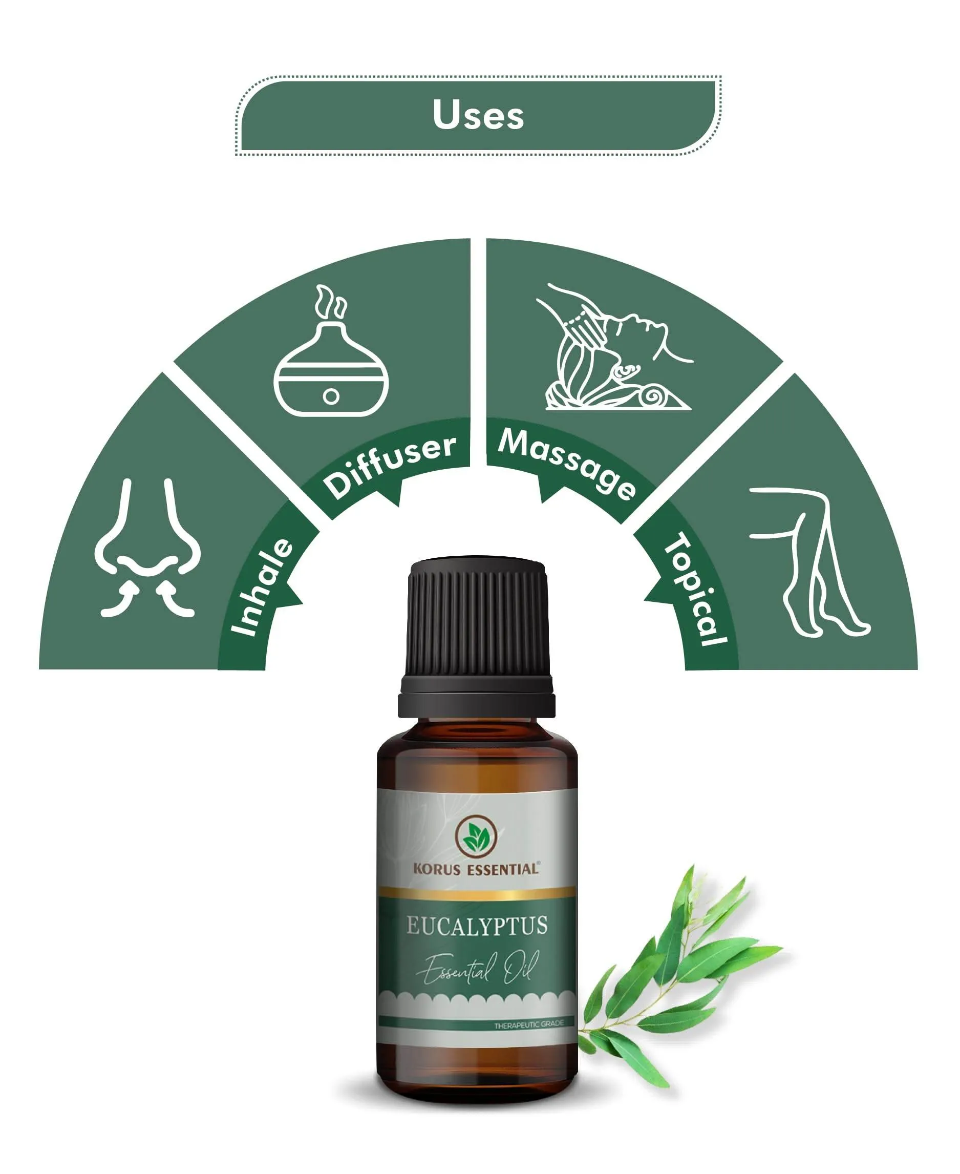 Eucalyptus (Nilgiri) Essential Oil - 15ml By Korus Essential