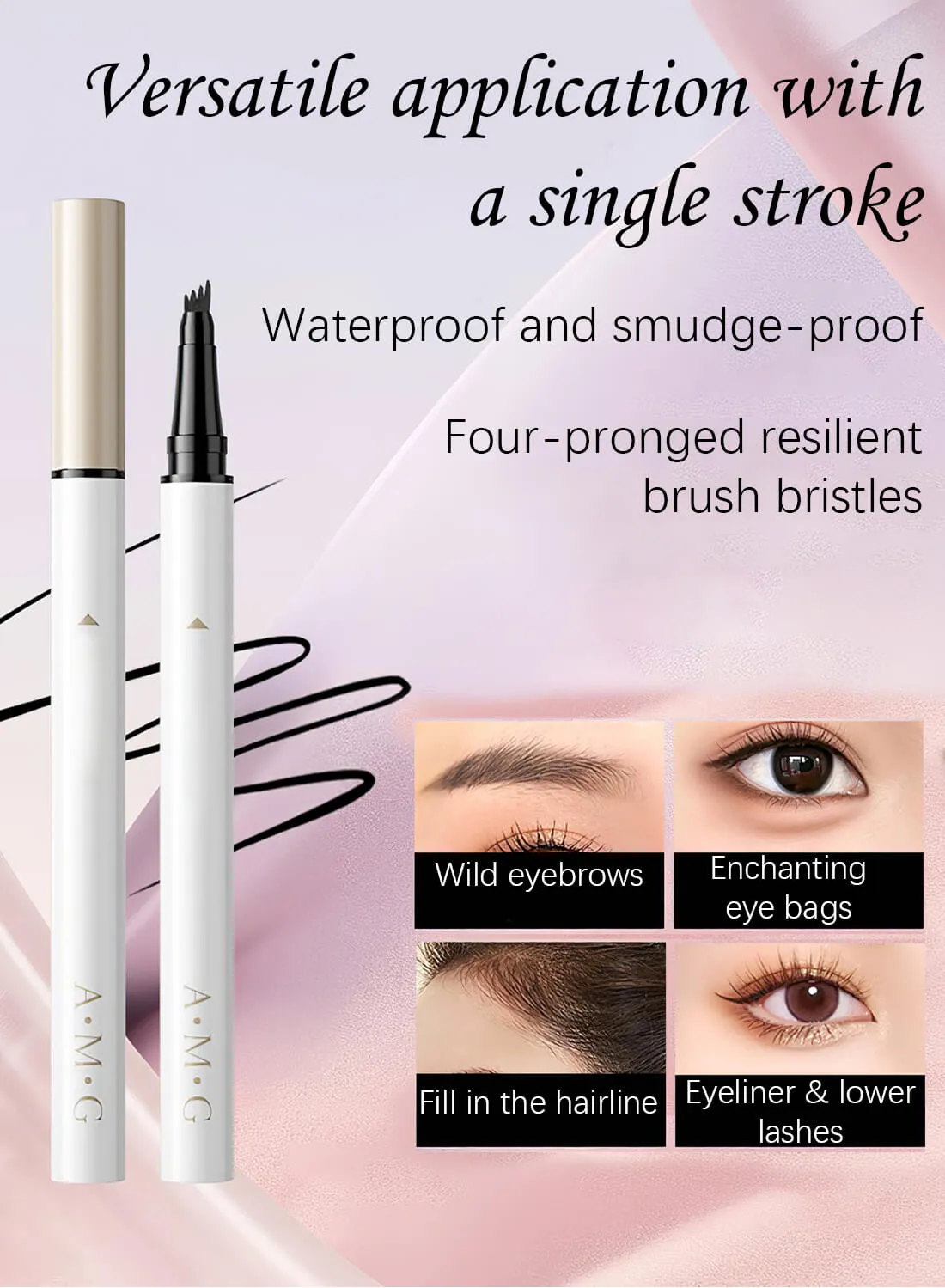 Eyebrow Pen with Micro-Fork Tip, 4 Tip Microblade Eyebrow Pen