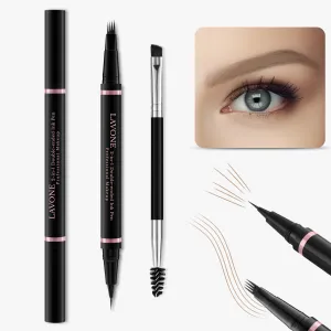 Eyebrow Pencil,2-in-1 Waterproof Eyebrow Pen with 4 Tip Brow Pen and Ultra-Precise Brow Pencil,with Dual-ended Eyebrow Brush,Eyebrow Makeup for Natural Looking Eyebrows-Blonde