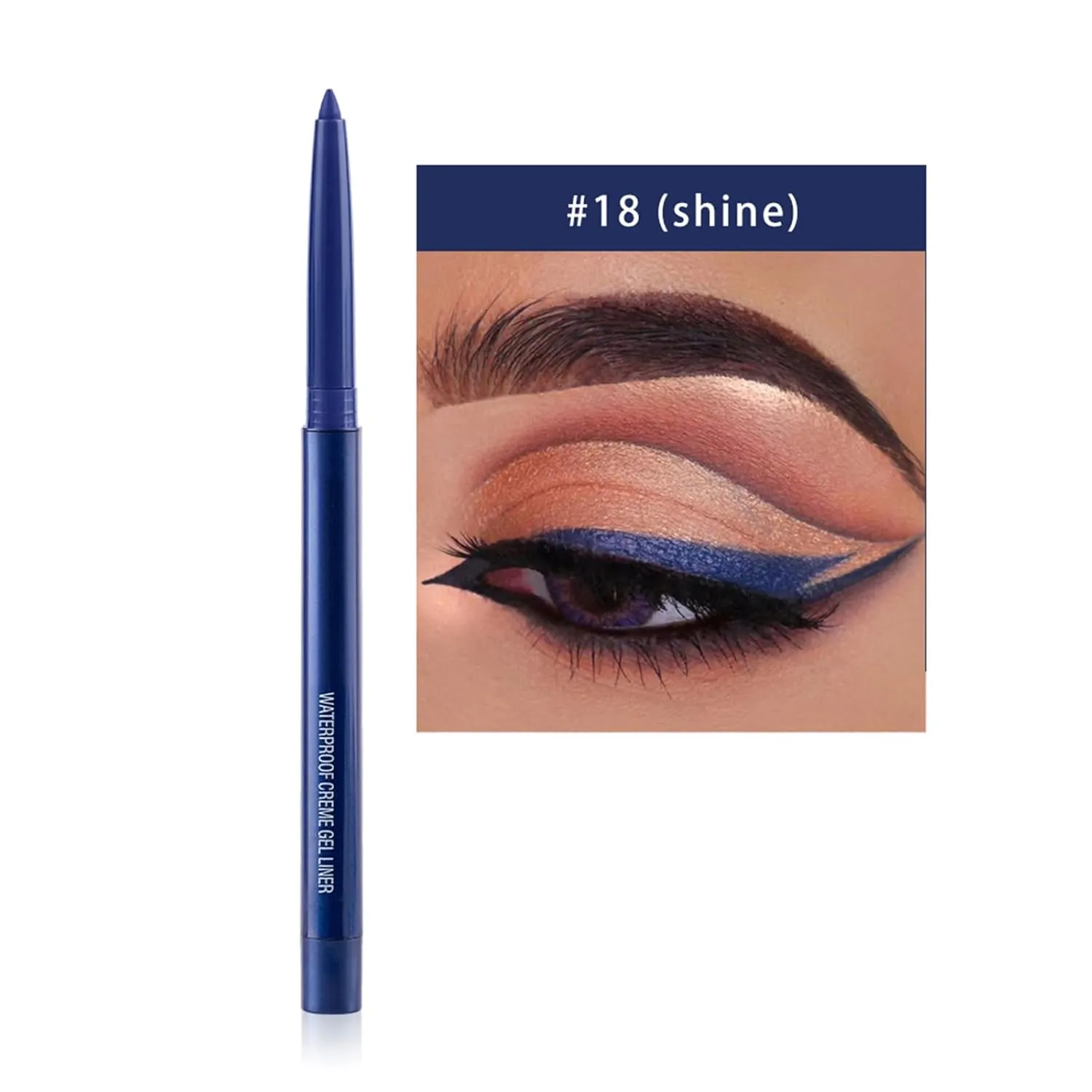 Eyeliner Pencil, Waterproof Eyeliner Long-lasting, Dark-blue-Shine Eye Liner, High-Pigmented Colorful Liners Easy To Use Eye Liner Pen for Women