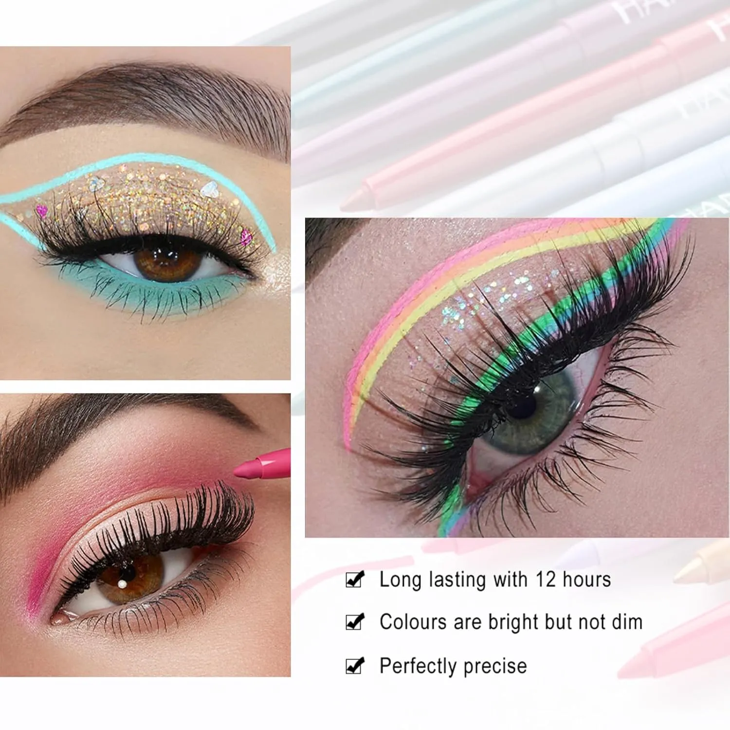 Eyeliner Pencil, Waterproof Eyeliner Long-lasting, Dark-blue-Shine Eye Liner, High-Pigmented Colorful Liners Easy To Use Eye Liner Pen for Women