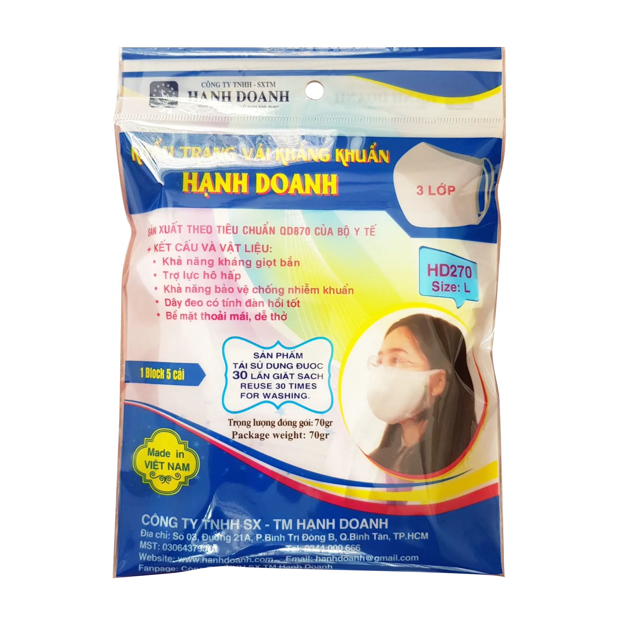 Fabric Mask Reuse 30 Times For Washing 5pcs