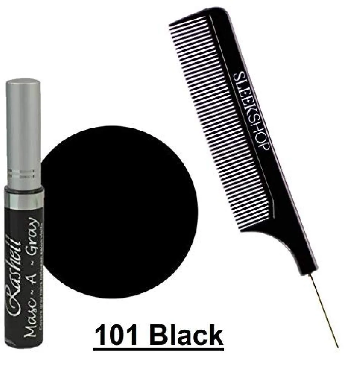 Finest Hair Mascara for GRAY HAIR (w/Sleek Steel Pin Tail Comb) Mask Grey Dye (101 Black)