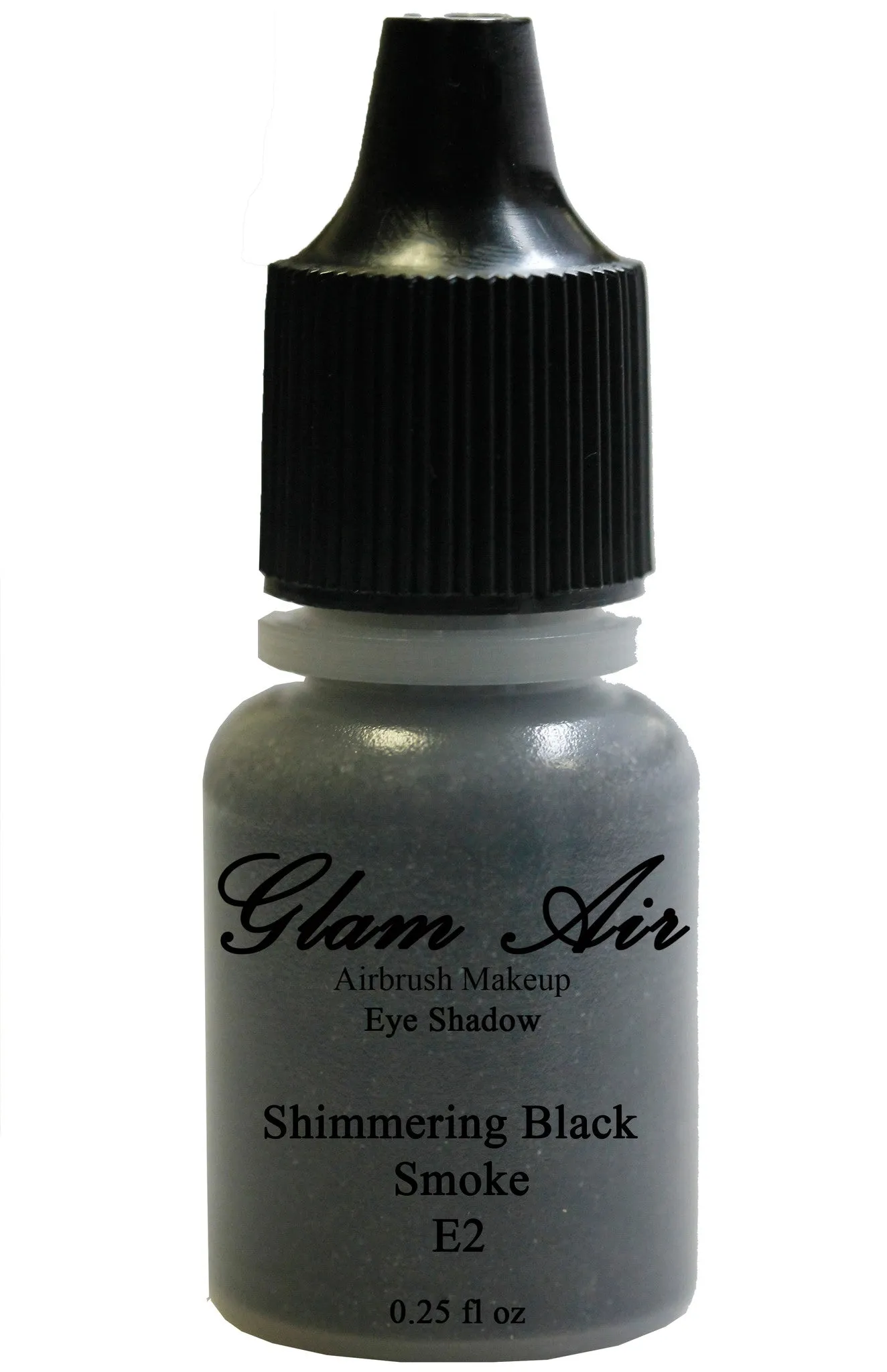 Glam Air Airbrush Set of Two (2) s-E2 Shimmering Black Smoke & E13Hushed Grey Water-based 0.25 Fl. Oz. Bottles of Eyeshadow shimmering black smoke/hushed grey
