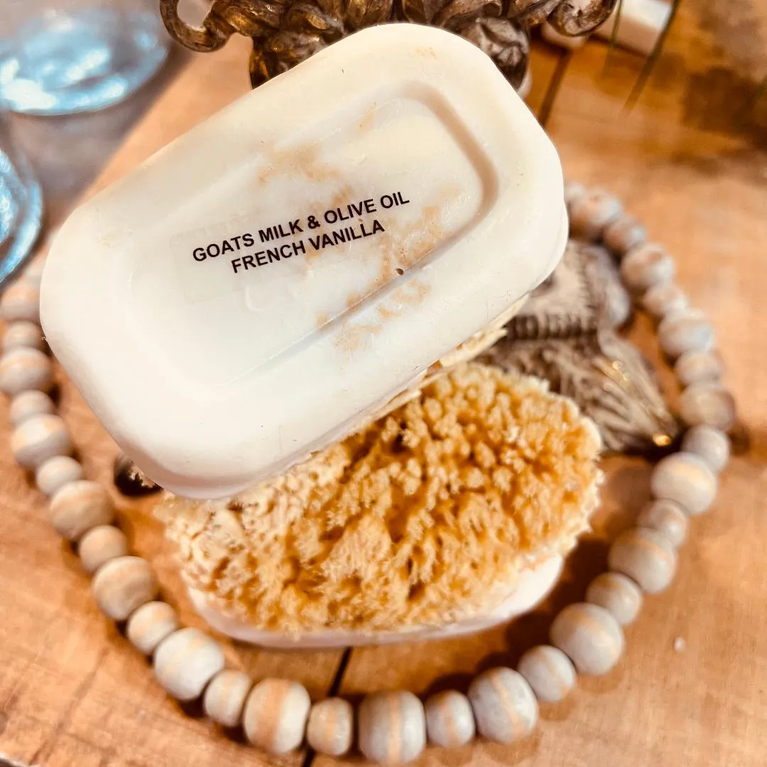 Goat's Milk & Olive Oil French Vanilla Soap w/Sea Sponge
