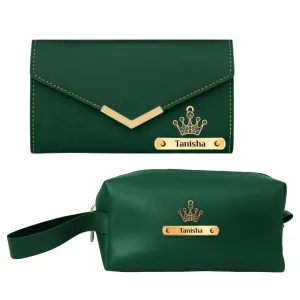 Green 2-in-1 Travel Organizer and Wallet for Ladies - Personalized Touch
