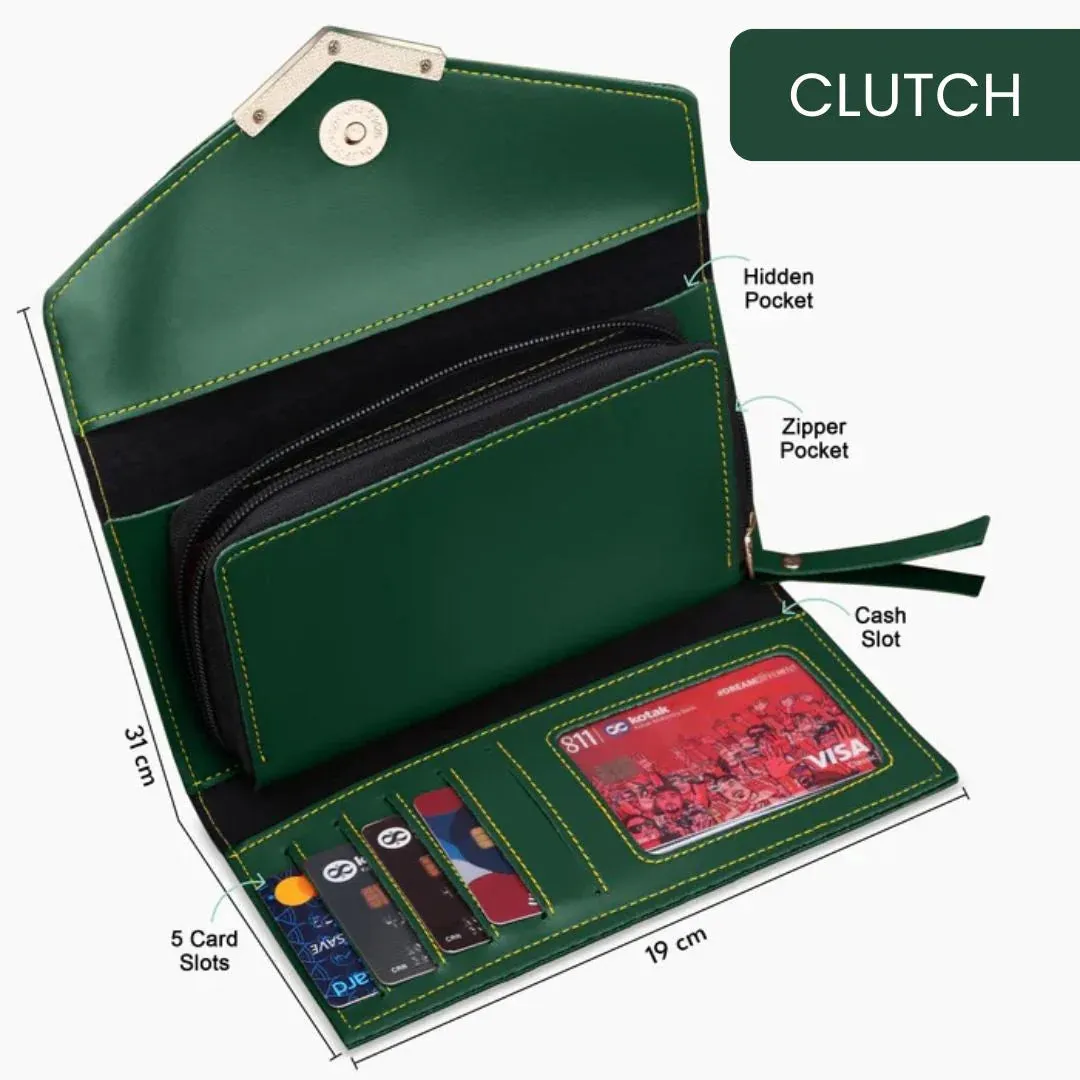 Green 2-in-1 Travel Organizer and Wallet for Ladies - Personalized Touch