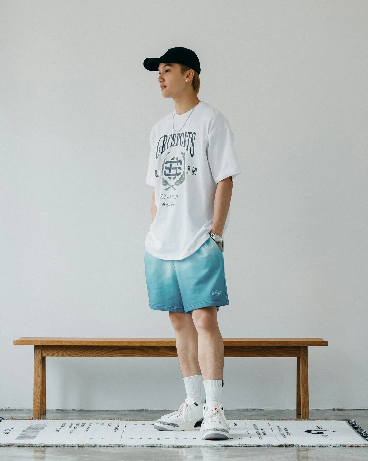 GROCERY X Aim Higher Club SKY GRADIENT SWEAT SHORTS/ SKY BLUE For HIM