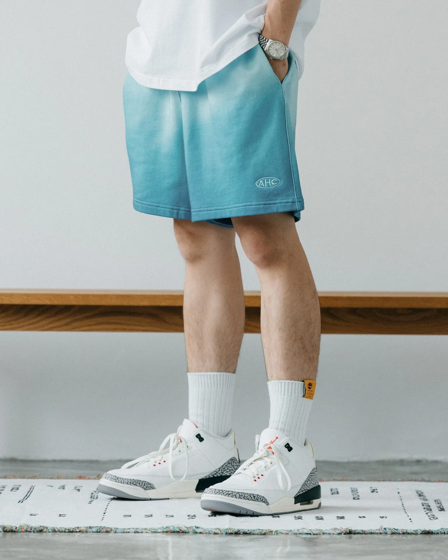 GROCERY X Aim Higher Club SKY GRADIENT SWEAT SHORTS/ SKY BLUE For HIM