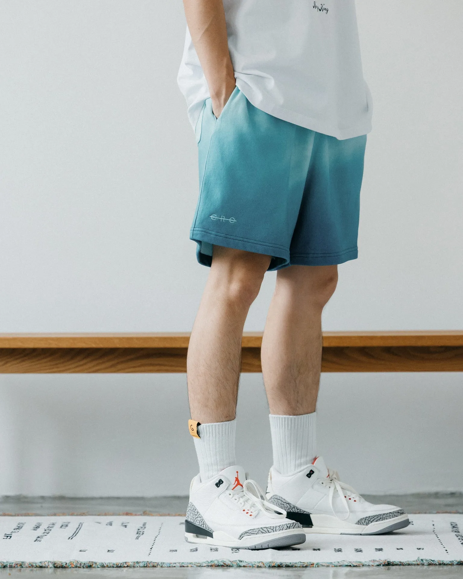 GROCERY X Aim Higher Club SKY GRADIENT SWEAT SHORTS/ SKY BLUE For HIM