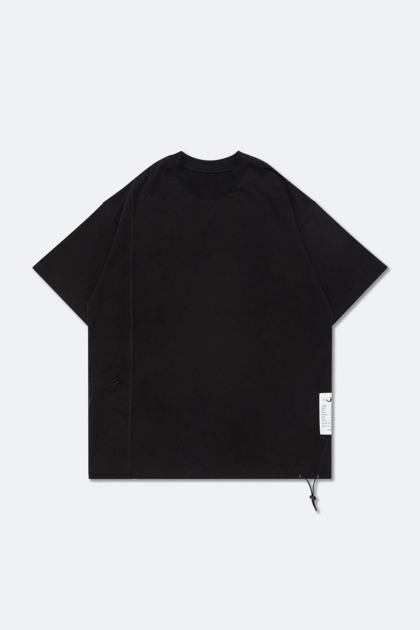GROSPORTS SIDE ZIP POCKET COTTON SPANDEX BLEND T-SHIRT/ BLACK
