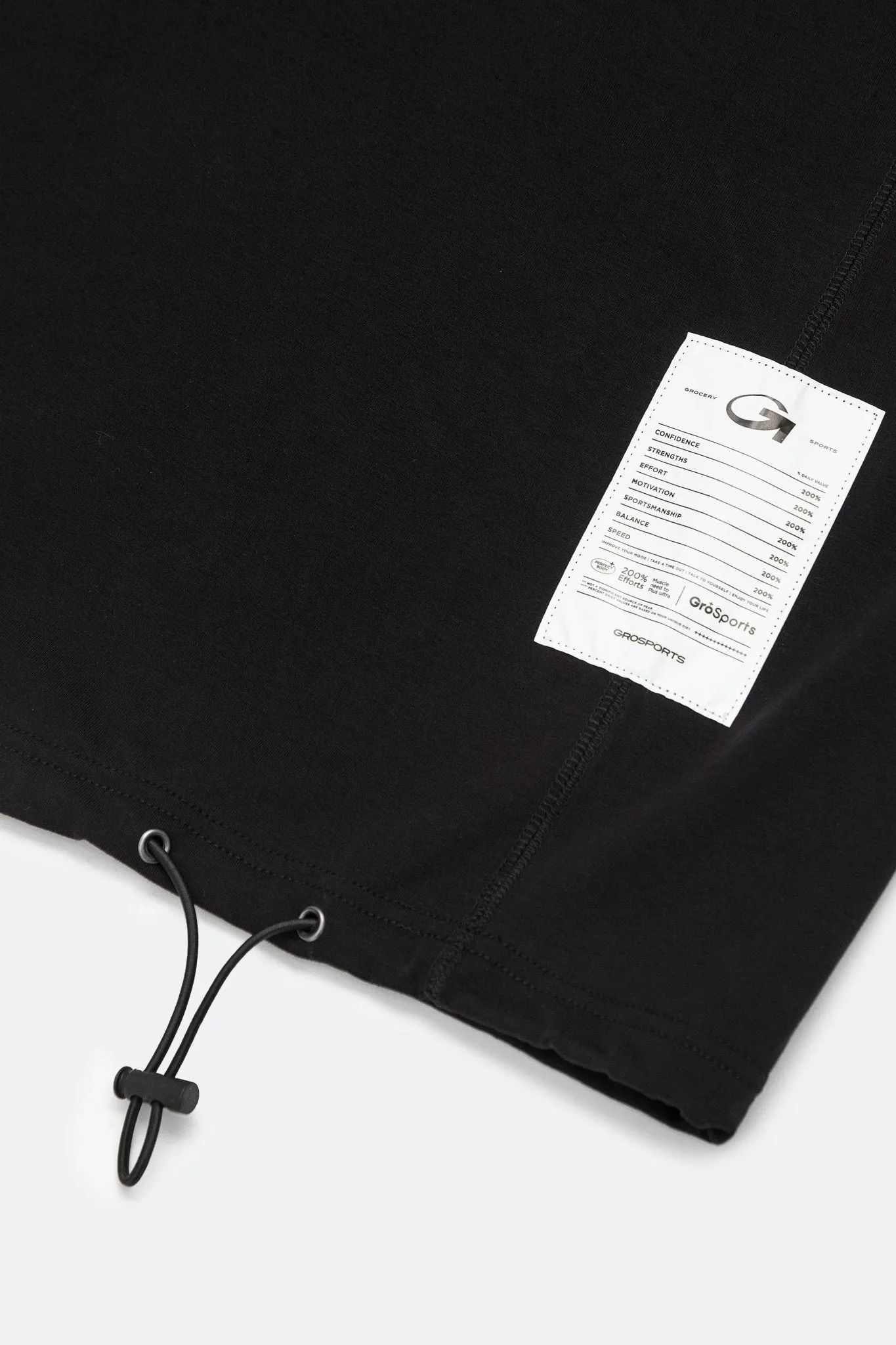 GROSPORTS SIDE ZIP POCKET COTTON SPANDEX BLEND T-SHIRT/ BLACK