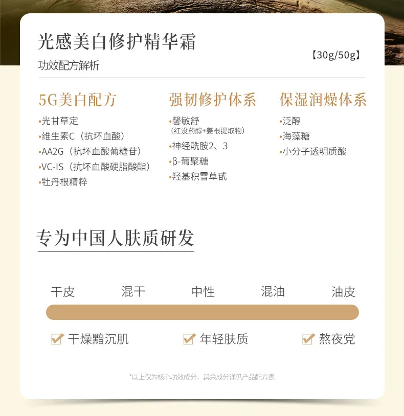 GUYU Whitening Luminosity Repairing Essence In Cream 谷雨光感美白修护精华霜15g 美白奶罐面霜