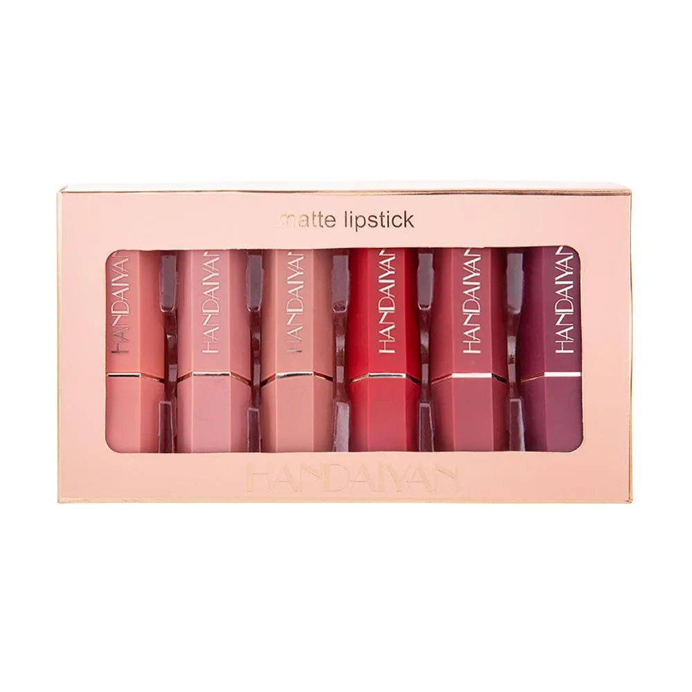 HANDAIYAN 6 Color Set Lip Stick Vegan Organic Non-Stick Cup Lasting Waterproof Velvet Matte Lipstick