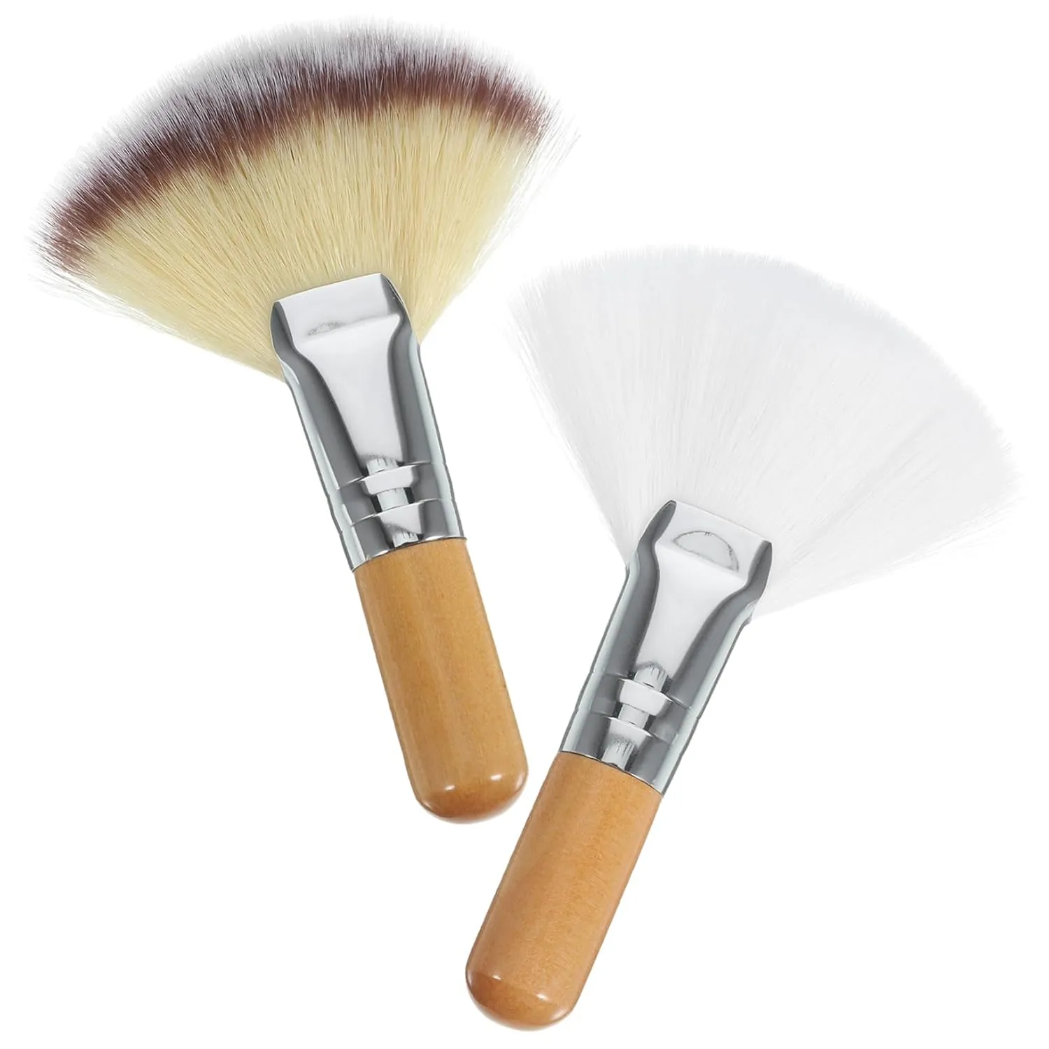 Happyyami 2Pcs Face Highlighting Brush Soft Bristle Fan Makeup Brush for Setting Powder Blush Handle Design for Precise Application for Women Makeup Enthusiasts