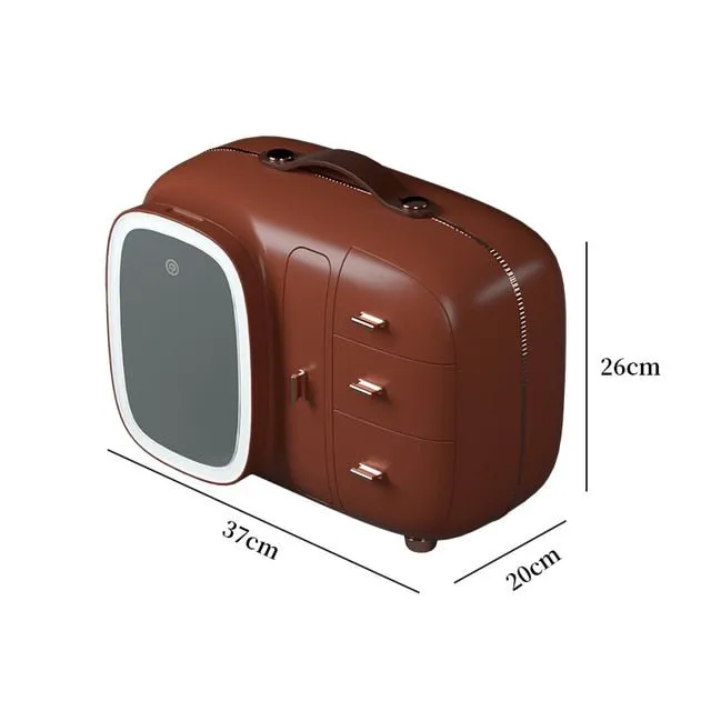 High Quality Makeup Storage Case LED Light With Fan Make Up Organizer Drawer Desktop Skincare Lipstick Cosmetic Beauty Box