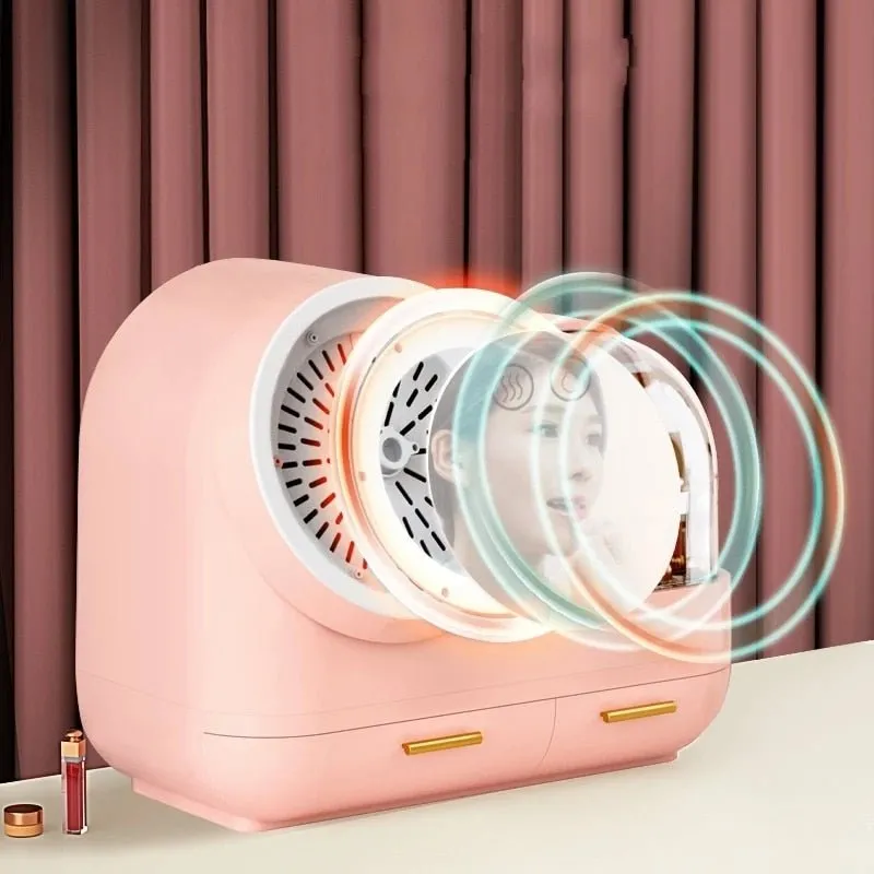 High Quality Makeup Storage Case LED Light With Fan Make Up Organizer Drawer Desktop Skincare Lipstick Cosmetic Beauty Box