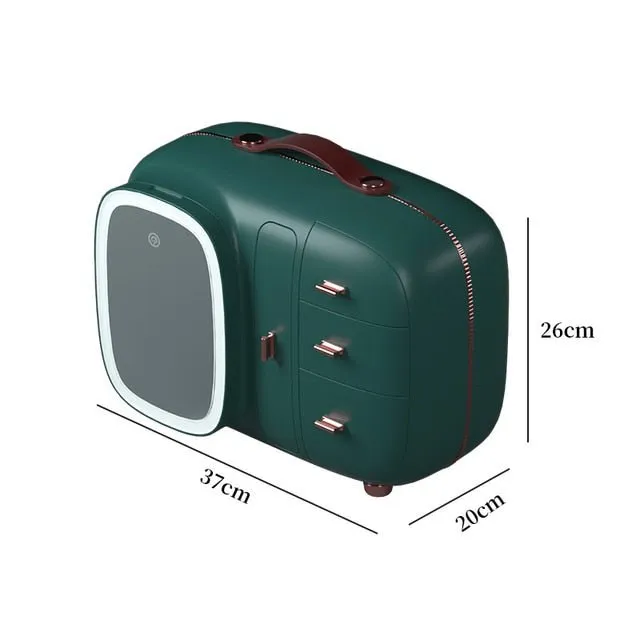 High Quality Makeup Storage Case LED Light With Fan Make Up Organizer Drawer Desktop Skincare Lipstick Cosmetic Beauty Box