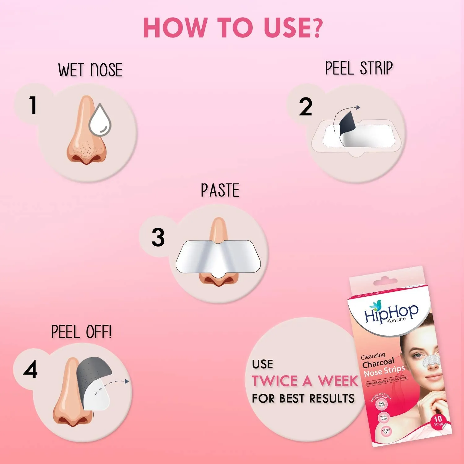 HipHop Blackhead Remover Nose Strips for Women (Activated Charcoal, 10 Strips)   Instant Makeup Remover Wipes (Micellar water, 30 Wipes)