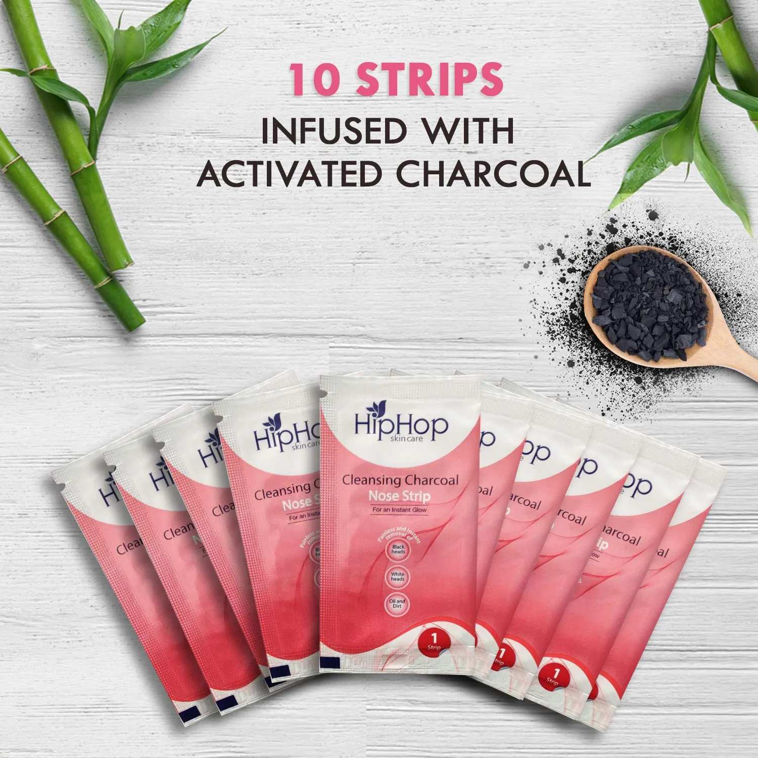 HipHop Blackhead Remover Nose Strips for Women (Activated Charcoal, 10 Strips)   Instant Makeup Remover Wipes (Micellar water, 30 Wipes)