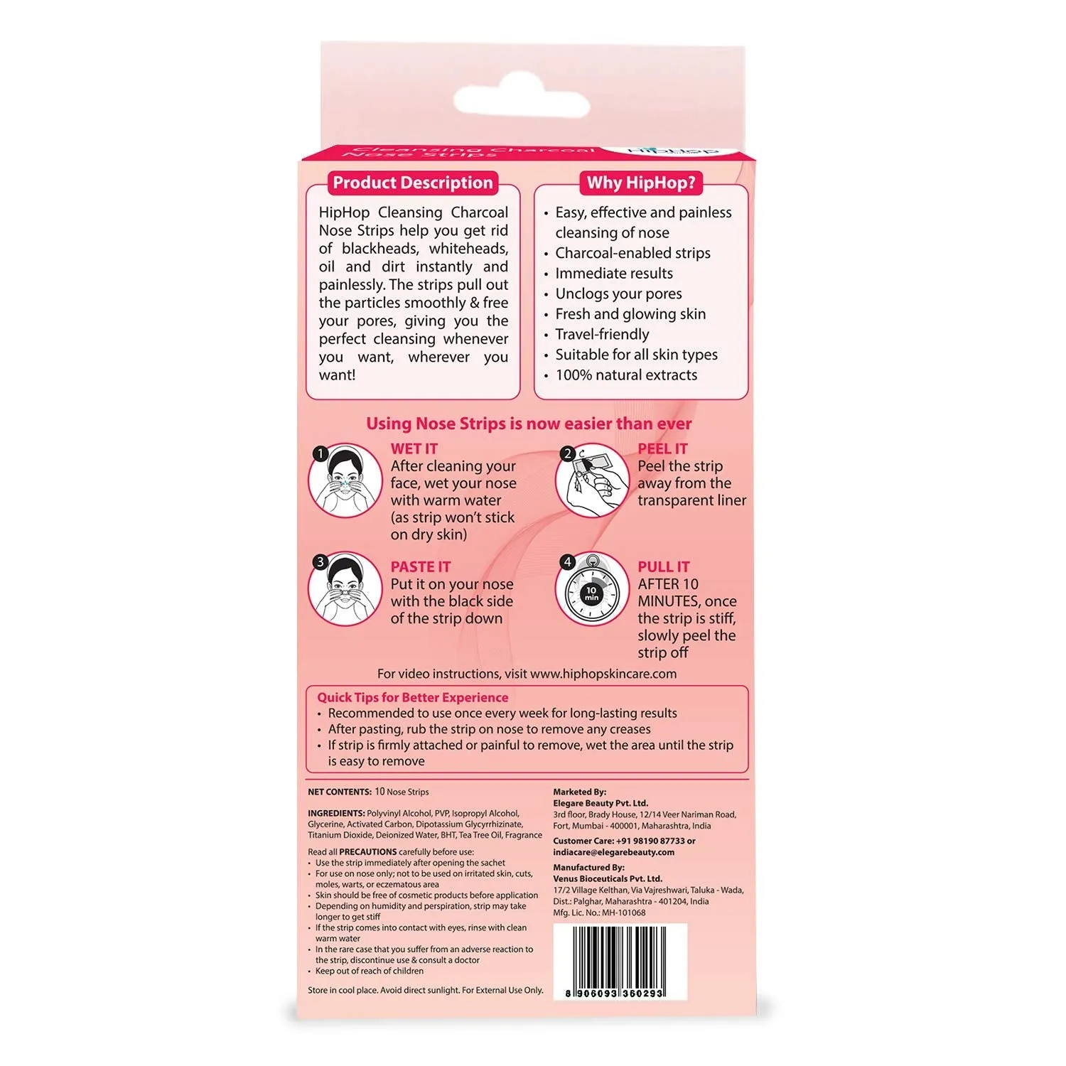 HipHop Blackhead Remover Nose Strips for Women (Activated Charcoal, 10 Strips)   Instant Makeup Remover Wipes (Micellar water, 30 Wipes)