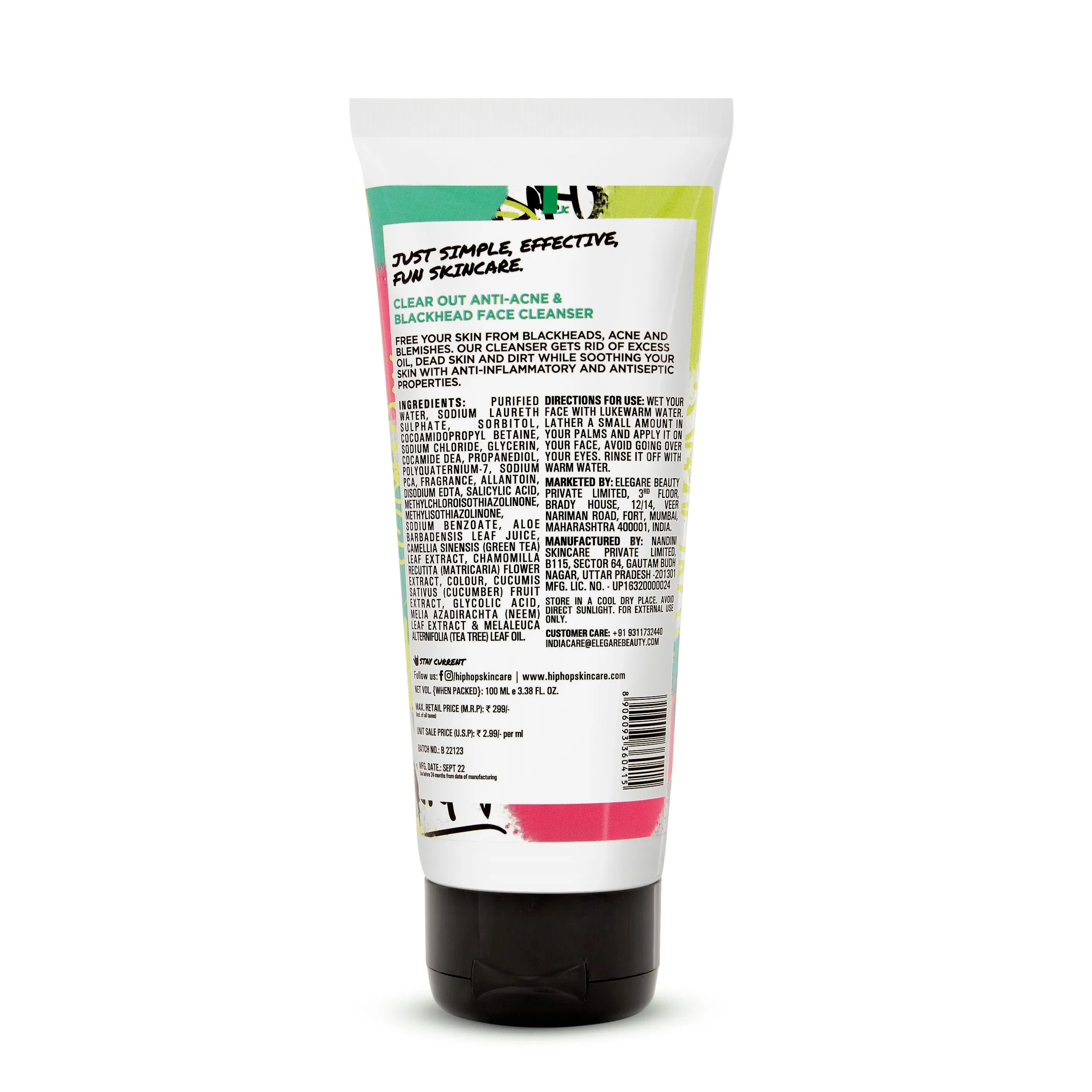 HipHop Facial Wax Strips (Argan Oil, 20 Strips)   Anti-Acne Face Cleanser (Salicylic Acid, 100 ml)