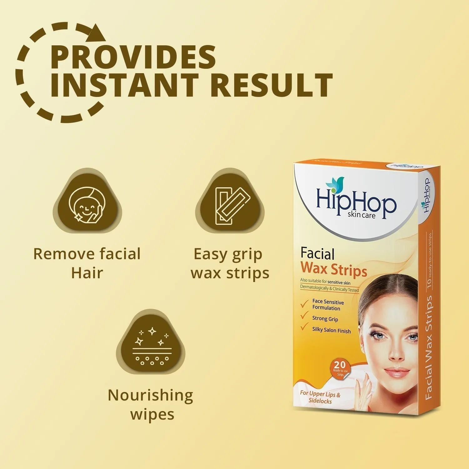 HipHop Facial Wax Strips (Argan Oil, 20 Strips)   Anti-Acne Face Cleanser (Salicylic Acid, 100 ml)