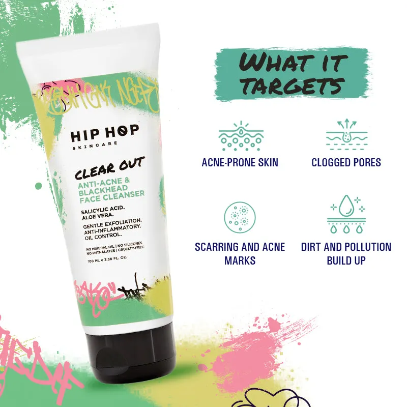 HipHop Facial Wax Strips (Argan Oil, 20 Strips)   Anti-Acne Face Cleanser (Salicylic Acid, 100 ml)