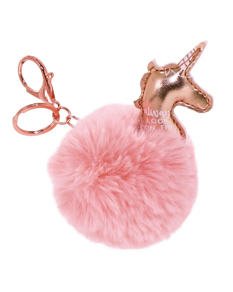 iscream Furry Pom-Pom Clip Keychain - 860546 - Metallic Unicorn
