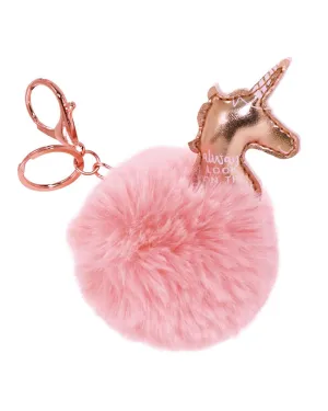 iscream Furry Pom-Pom Clip Keychain - 860546 - Metallic Unicorn