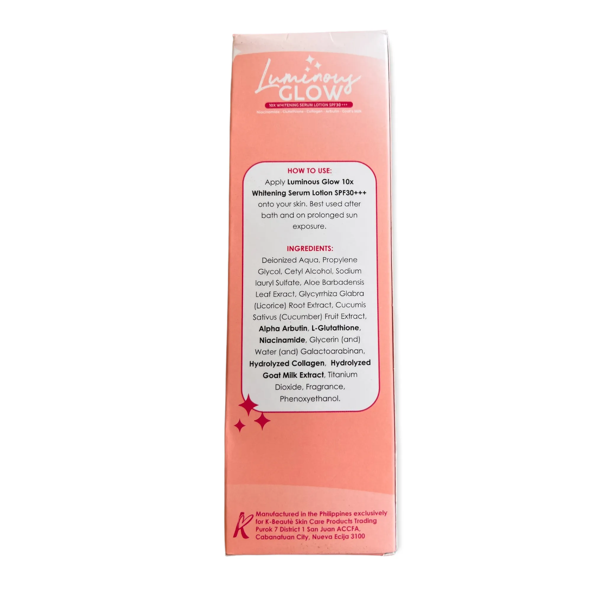 K-Beaute Luminous Glow 10X Whitening Serum Lotion SPF30 - 250ml