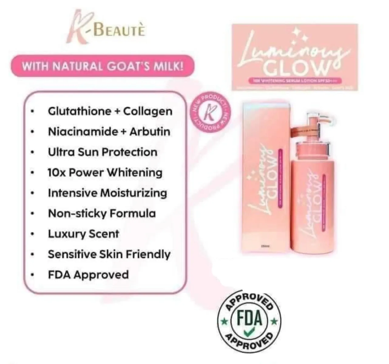 K-Beaute Luminous Glow 10X Whitening Serum Lotion SPF30 - 250ml