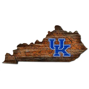 Kentucky Wildcats - Distressed State With Logo Cutout Sign