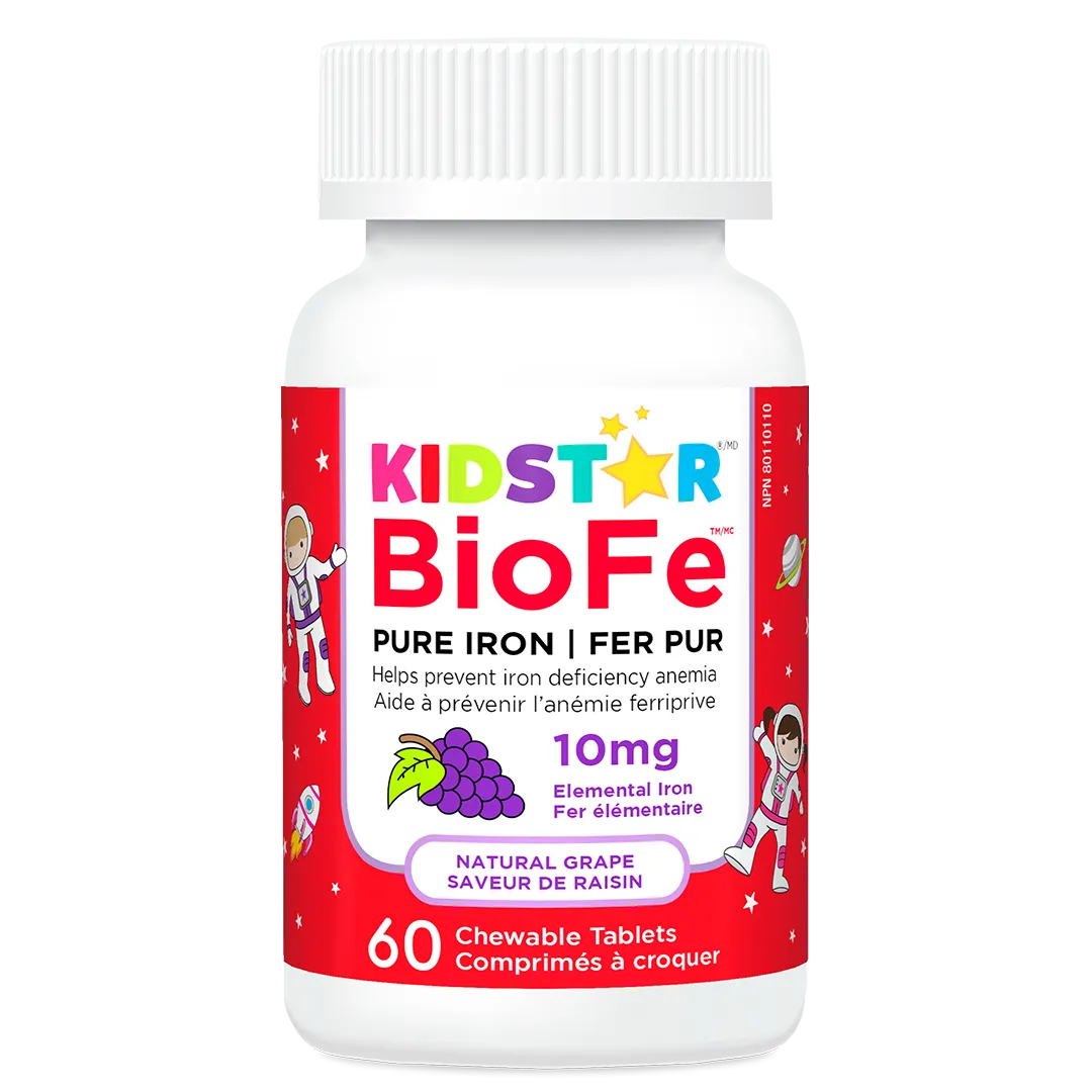 KidStar Nutrients - BioFe Iron Chews Grape 10 mg, 60 Tablets