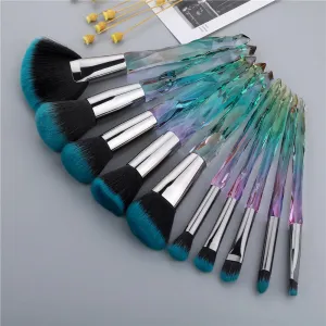 KOSMETYKI - 10PCS Crystal Makeup Brushes Set: High-Quality Tools for Enhanced Beauty Routine