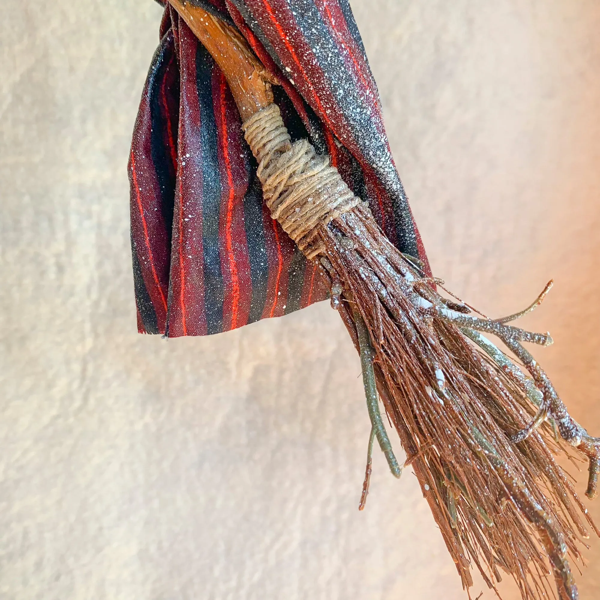La Bafana - Hovering on her broom Christmas eve waiting to deliver a basket full of Christmas gifts - Hanging Ornament