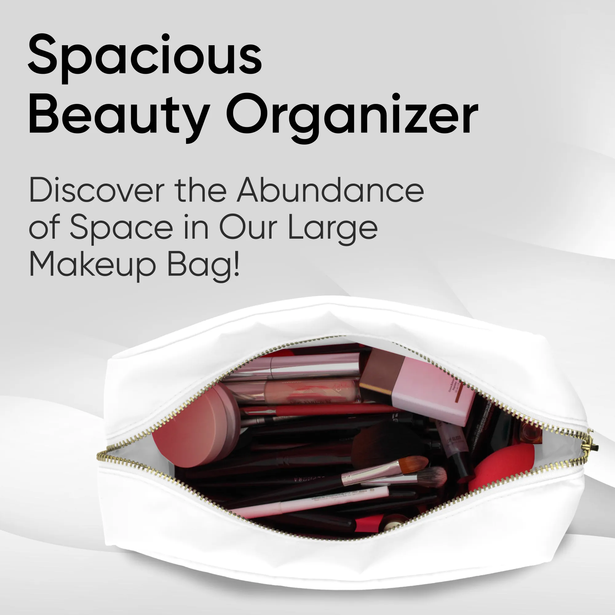 Large Makeup Bag White - Travel Toiletry Bag For Women