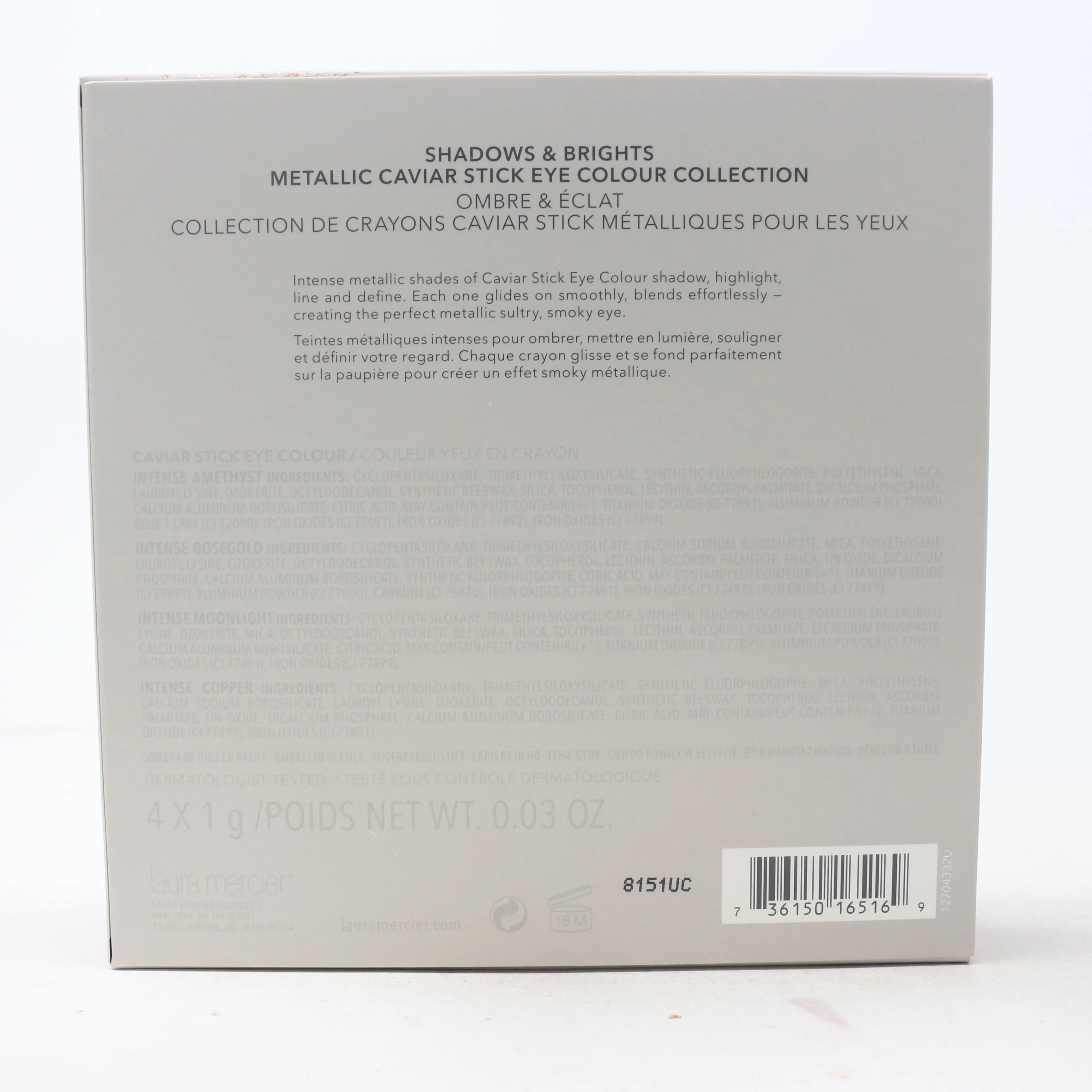 Laura Mercier Shadow & Brights Metallic Caviar Stick Eye Color Collection New