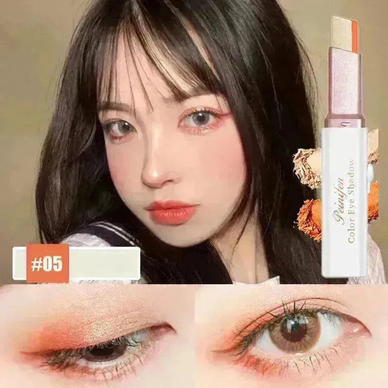 Lazy Eyeshadow Stick Stereo Gradient Shimmer Double Color Eye Shadow Pen Waterproof Easy To Wear Eyeshadow