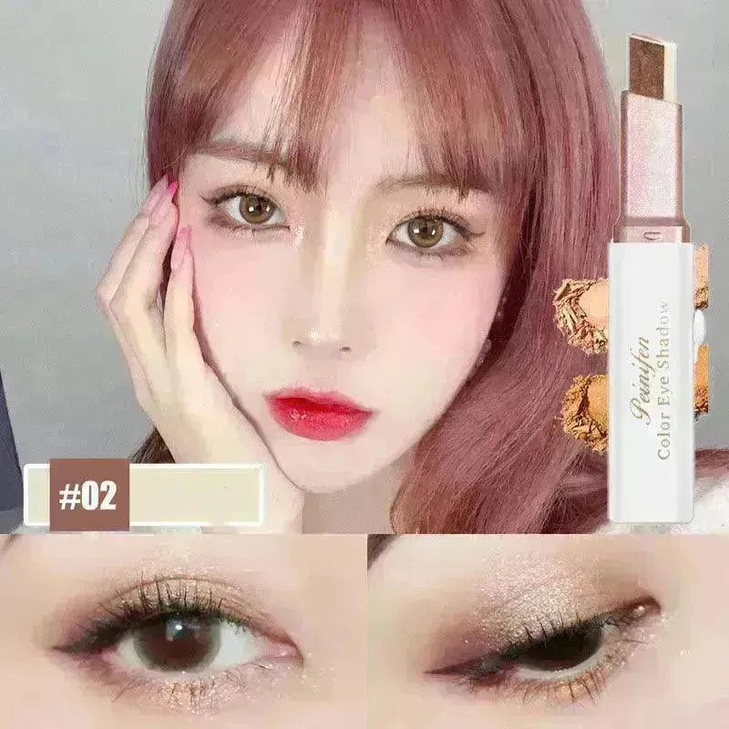 Lazy Eyeshadow Stick Stereo Gradient Shimmer Double Color Eye Shadow Pen Waterproof Easy To Wear Eyeshadow