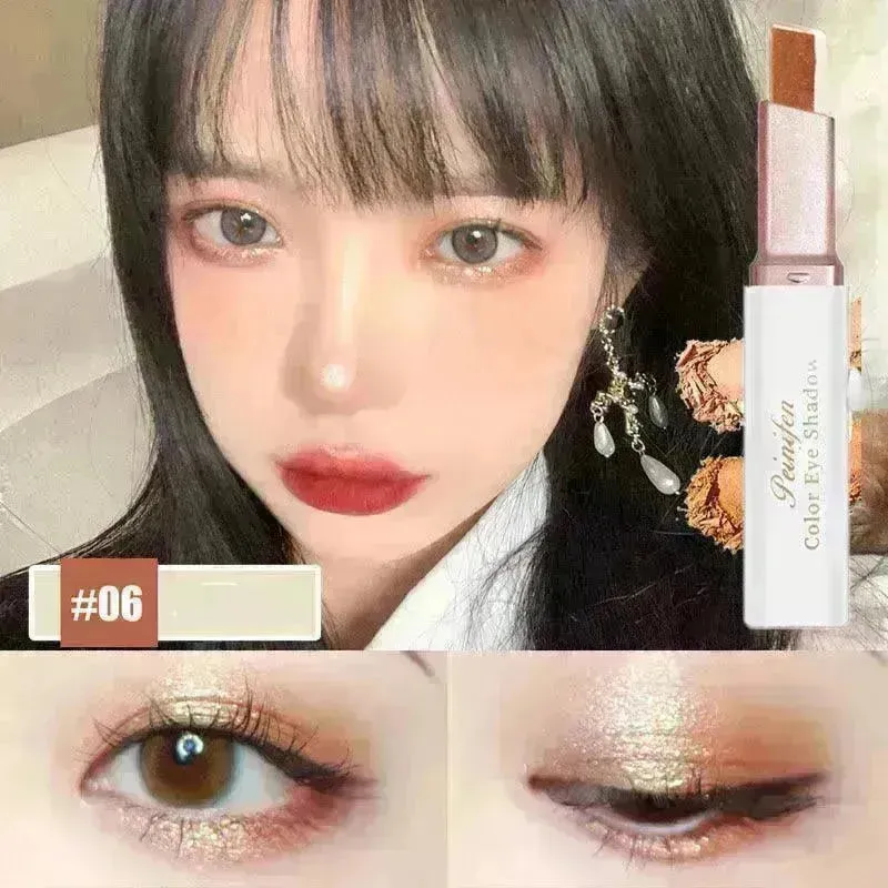 Lazy Eyeshadow Stick Stereo Gradient Shimmer Double Color Eye Shadow Pen Waterproof Easy To Wear Eyeshadow