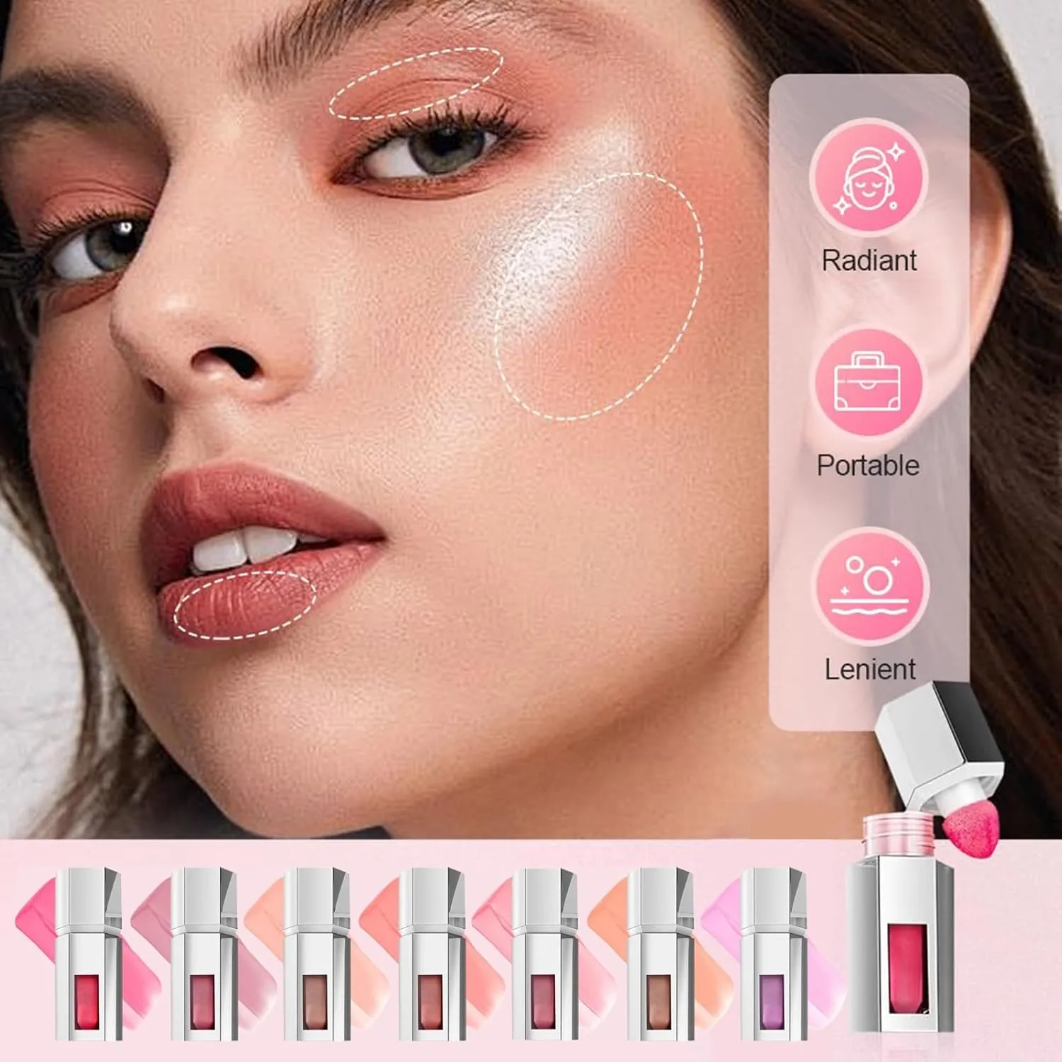 Liquid Blush, New Liquid Blush Makeup for Cheeks Matte Finish, Lightweight Liquids Blushs for Cheeks, Lips and Eye Shadow, Sponge Head Cream with Professional Makeup, Easy-to-apply (G, One Size)