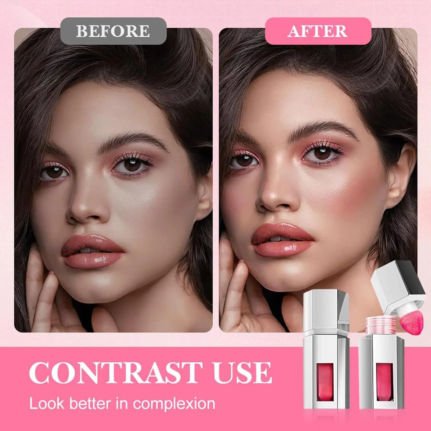 Liquid Blush, New Liquid Blush Makeup for Cheeks Matte Finish, Lightweight Liquids Blushs for Cheeks, Lips and Eye Shadow, Sponge Head Cream with Professional Makeup, Easy-to-apply (G, One Size)