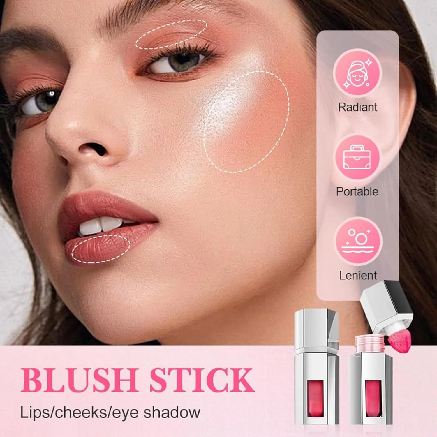 Liquid Blush, New Liquid Blush Makeup for Cheeks Matte Finish, Lightweight Liquids Blushs for Cheeks, Lips and Eye Shadow, Sponge Head Cream with Professional Makeup, Easy-to-apply (G, One Size)