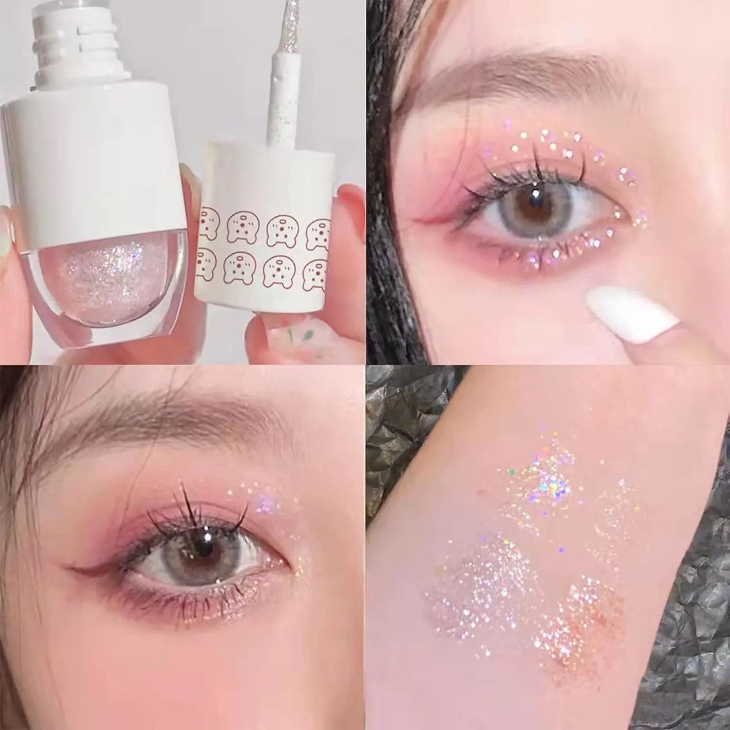 Love for Makeup Erinde Liquid Glitter Eyeshadow Eyeliner Korean Makeup Tear Drop Metallic Lightweight Water Texture Long Wearing Loose Glitter Glue For Crystals Eye Glitter Christ 10ml Bling Brush
