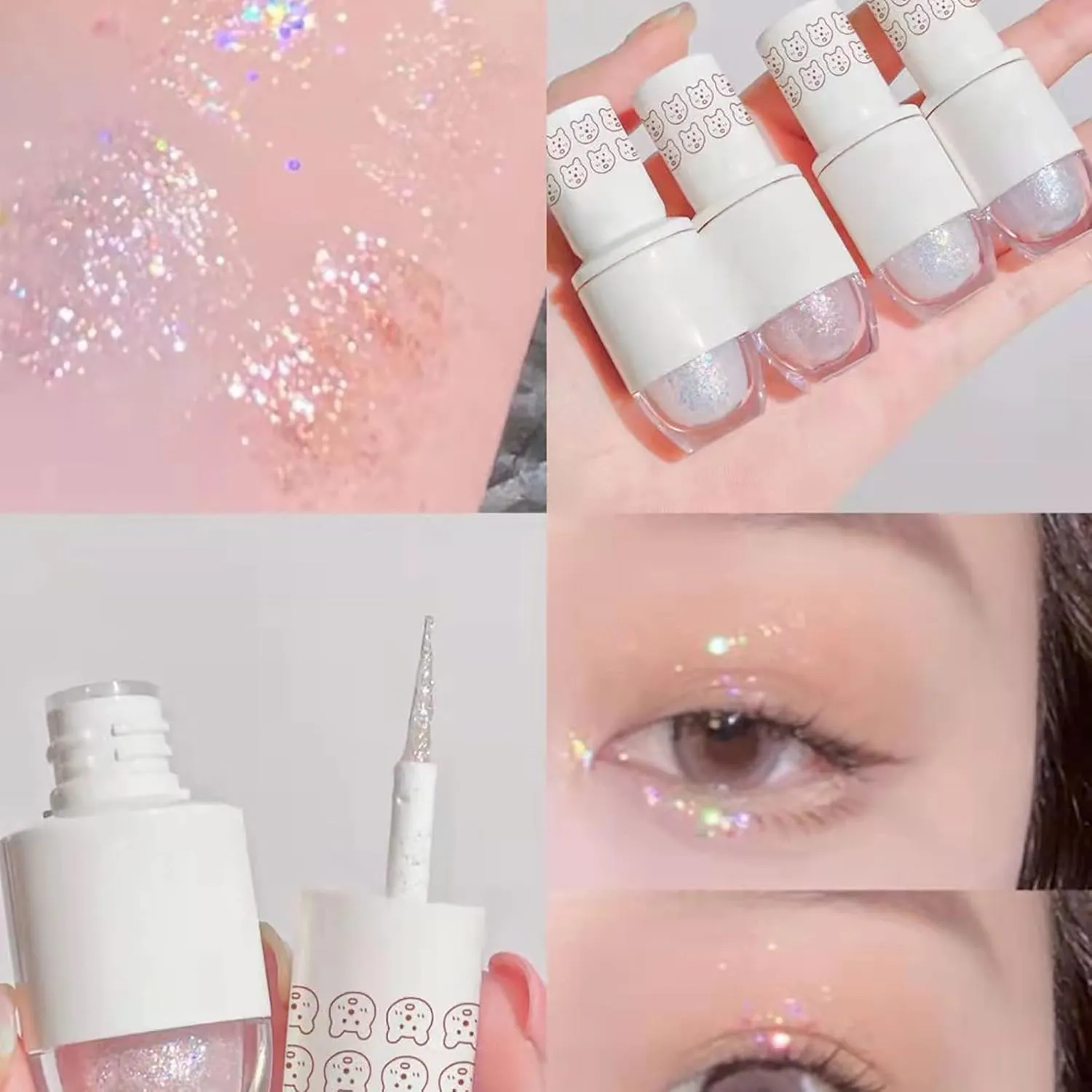 Love for Makeup Erinde Liquid Glitter Eyeshadow Eyeliner Korean Makeup Tear Drop Metallic Lightweight Water Texture Long Wearing Loose Glitter Glue For Crystals Eye Glitter Christ 10ml Bling Brush