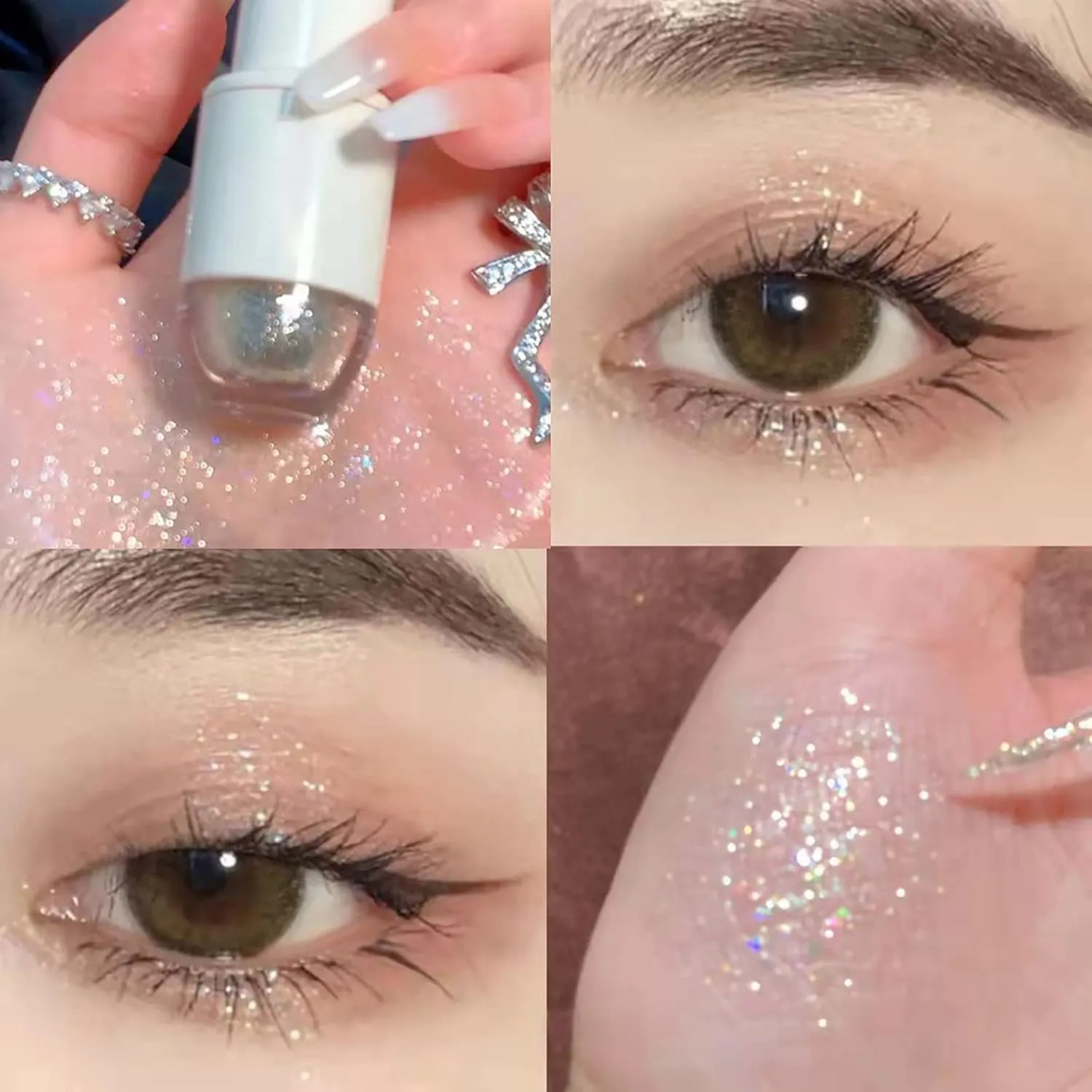 Love for Makeup Erinde Liquid Glitter Eyeshadow Eyeliner Korean Makeup Tear Drop Metallic Lightweight Water Texture Long Wearing Loose Glitter Glue For Crystals Eye Glitter Christ 10ml Bling Brush